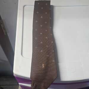 Yves Saint Laurent Brown Silk Tie with Subtle Dot Motif